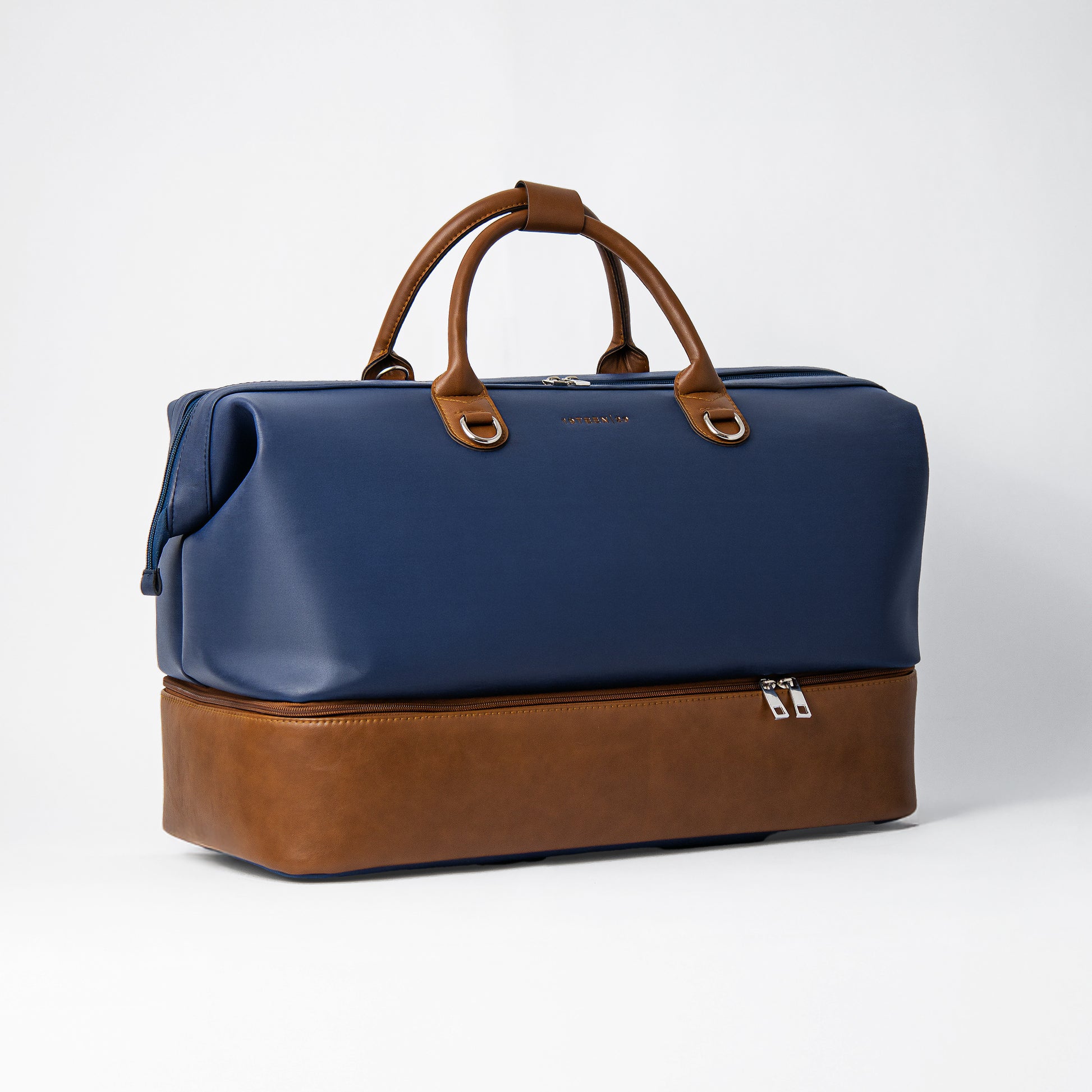 Nocturne vegan leather duffel bag – angled view