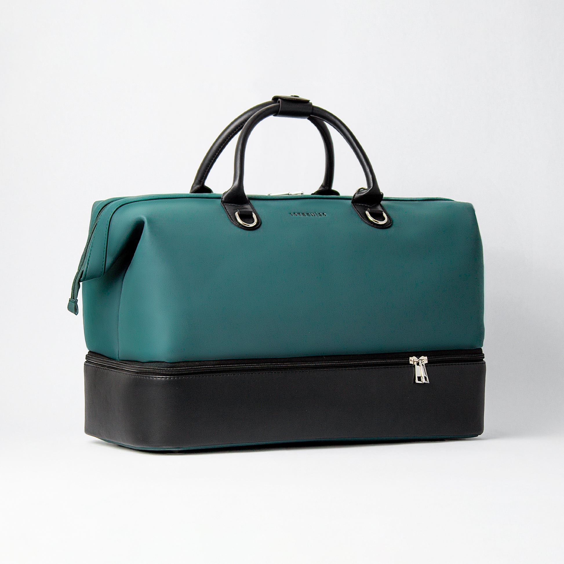 Verdant vegan leather duffel bag – angled view