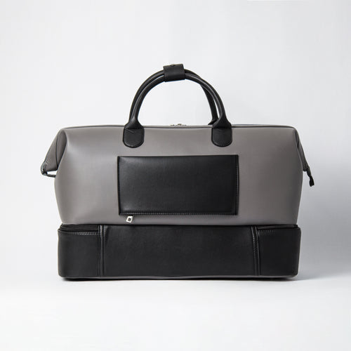 Ashen vegan leather duffel bag – back view
