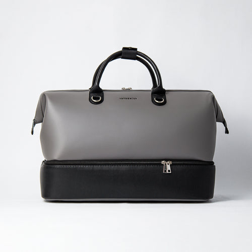 Ashen vegan leather duffel bag – front view